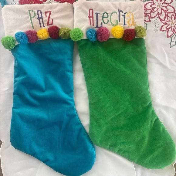 Other - Christmas Stocking Bundle‎ Velvet  With "Alegría and Paz".  Navidad